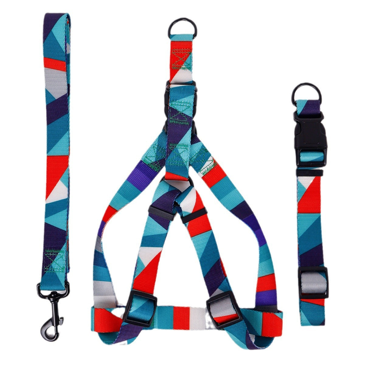 Hand Holding Rope Outing Dog Leash Dog Collar Three-piece Set