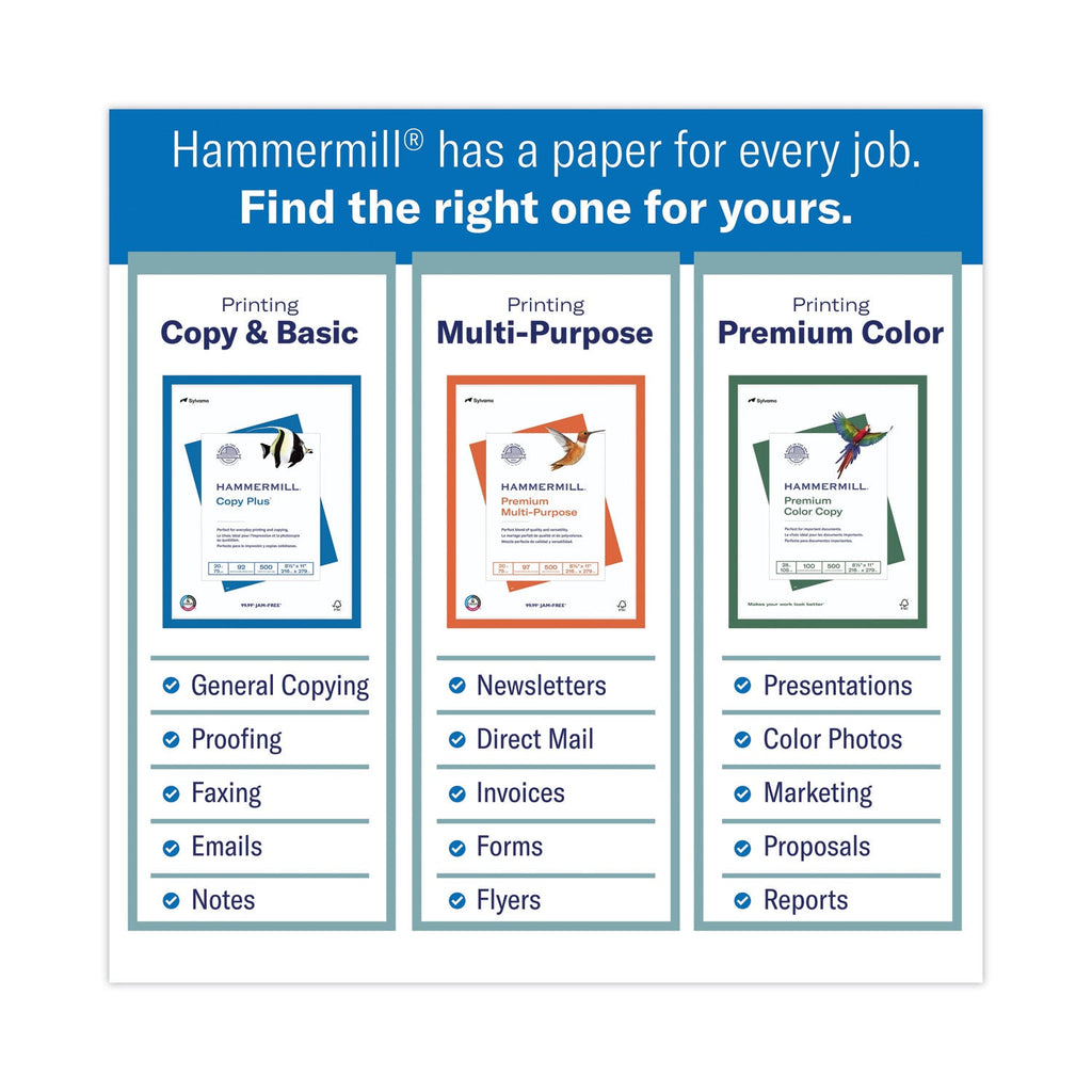 Hammermill Copy Plus Print Paper, 92 Bright, 20 lb Bond Weight, A4, White, 500/Ream