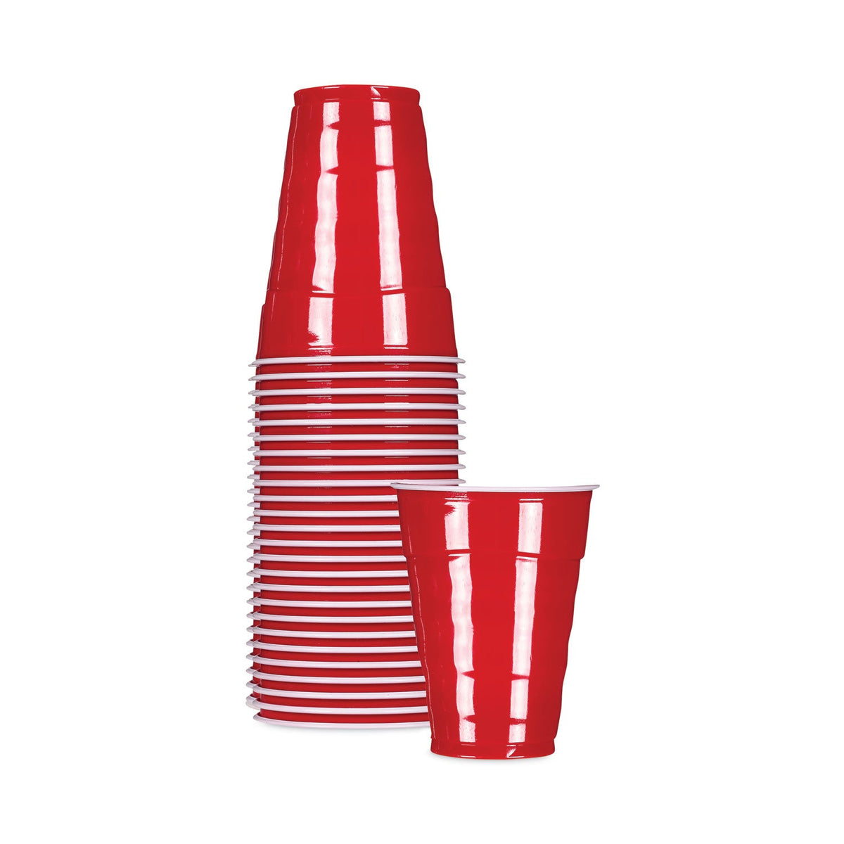 Hefty Easy Grip Disposable Plastic Party Cups, 18 oz, Red, 50/Pack, 8 Packs/Carton