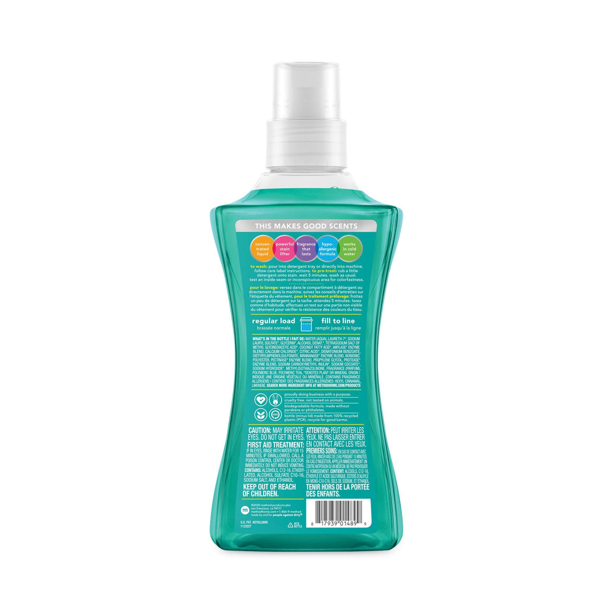 Method 4X Concentrated Laundry Detergent, Beach Sage, 53.5 oz Bottle