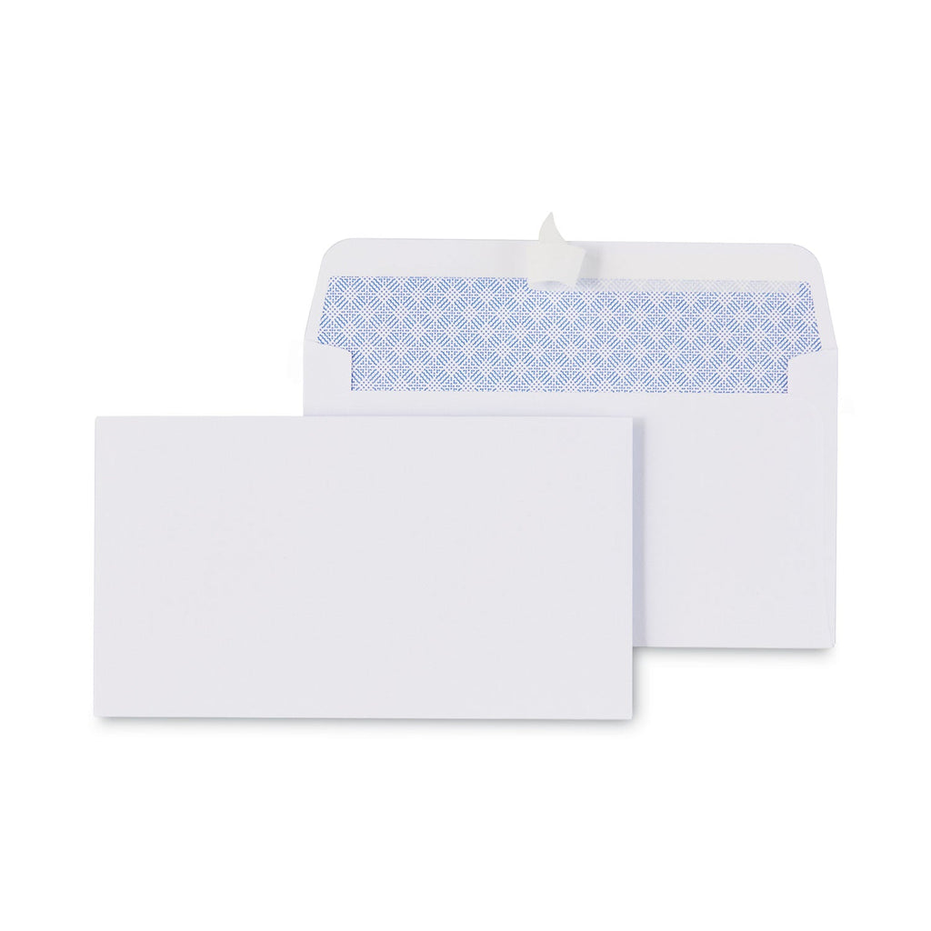 Universal Peel Seal Strip Security Tint Business Envelope, #6 3/4, Square Flap, Self-Adhesive Closure, 3.63 x 6.5, White, 100/Box