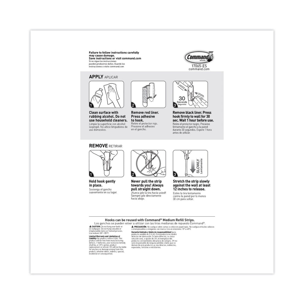 Command General Purpose Hooks, Metal, White, 2 lb Cap, 35 Hooks and 40 Strips/Pack