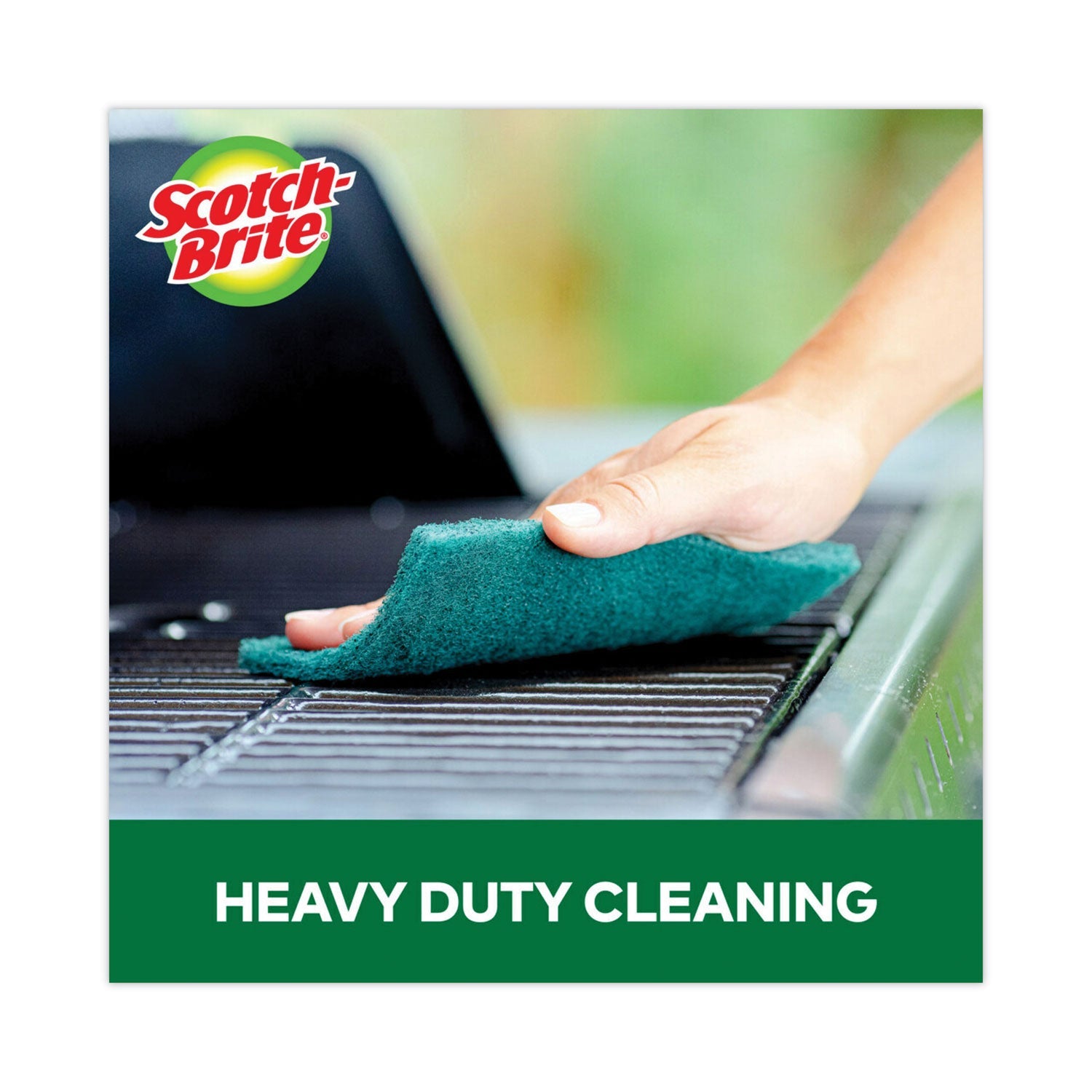 Scotch-Brite Heavy-Duty Scour Pad, 3.8 x 6, Green, 10/Carton