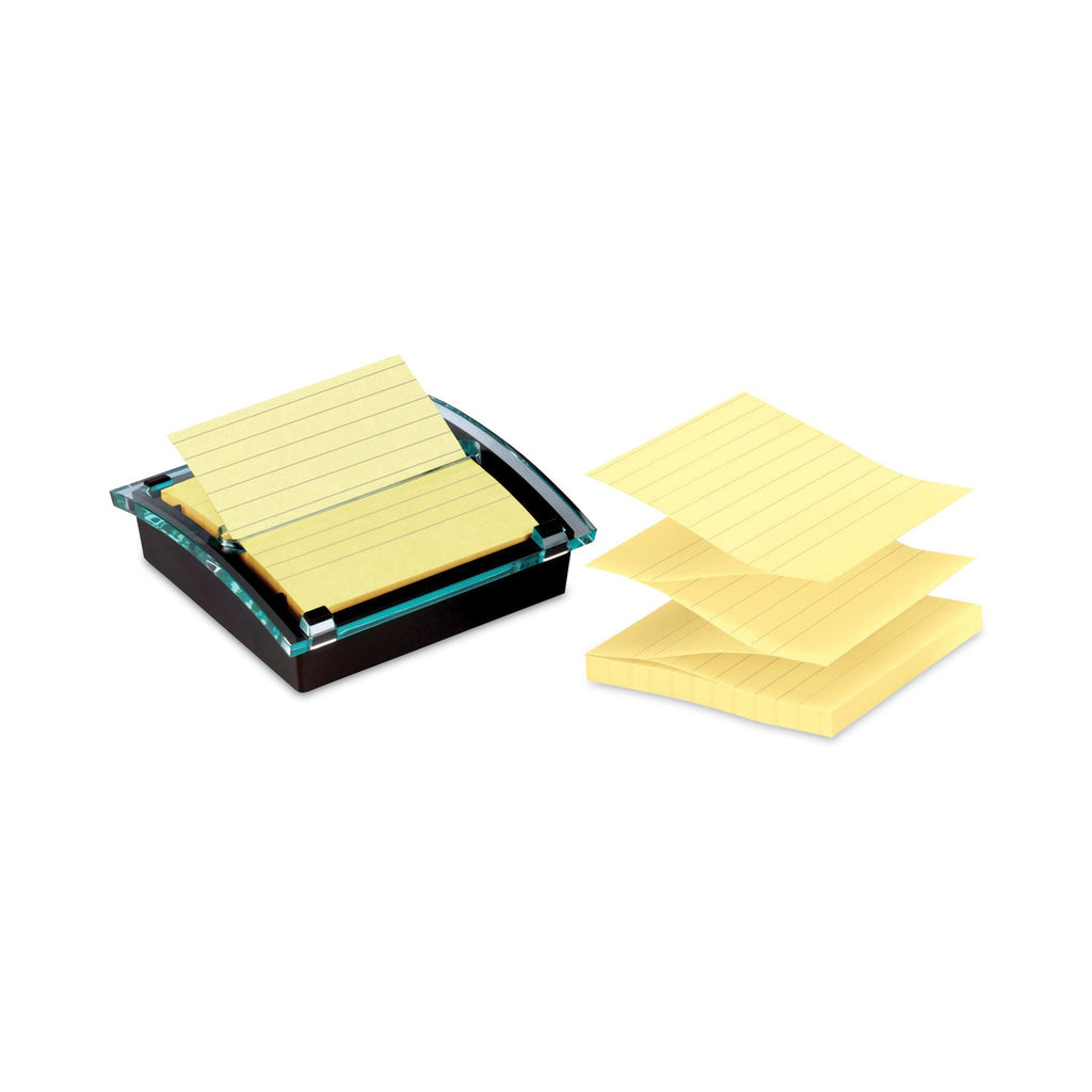 Post-it Pop-up Note Dispenser/Value Pack, For 4 x 4 Pads, Black/Clear, Includes (3) Canary Yellow Super Sticky Pop-up Pad