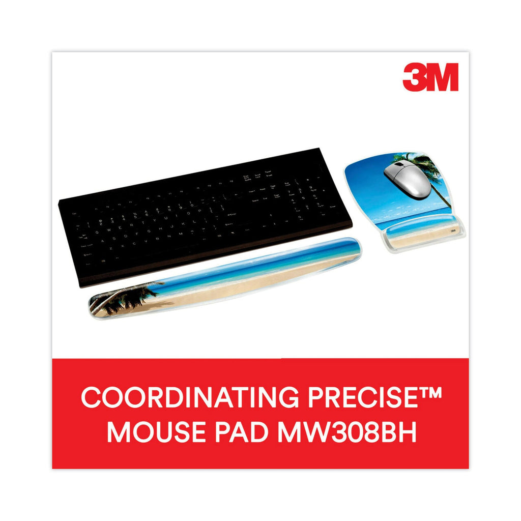 3M Fun Design Clear Gel Keyboard Wrist Rest, 18 x 2.75, Beach Design