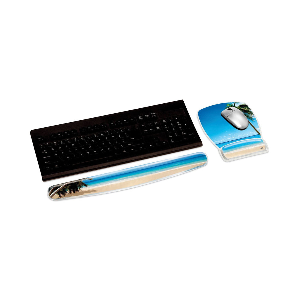 3M Fun Design Clear Gel Keyboard Wrist Rest, 18 x 2.75, Beach Design