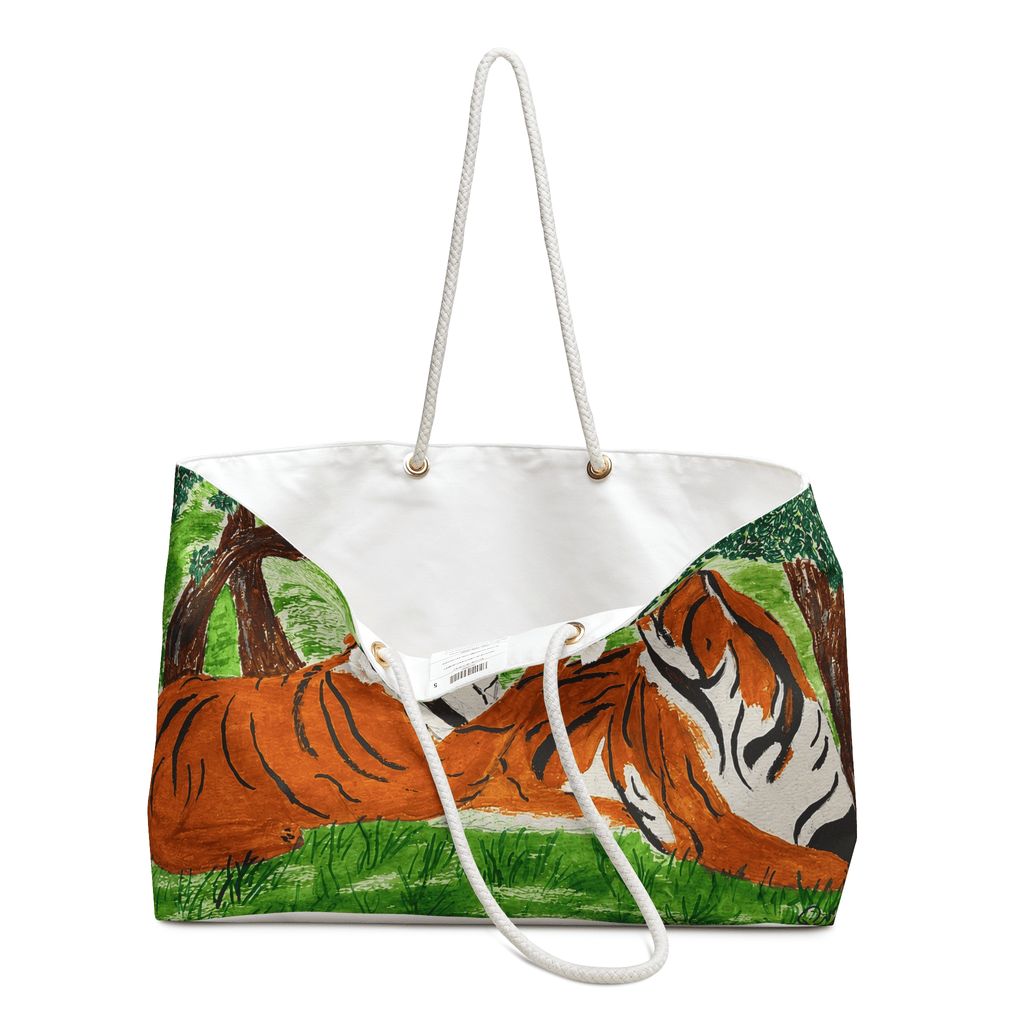 PimsArt Wild Tigers Roaring Weekender Bag From Original Painting