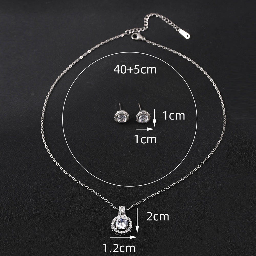 Two-piece Zircon Disc Necklace Set