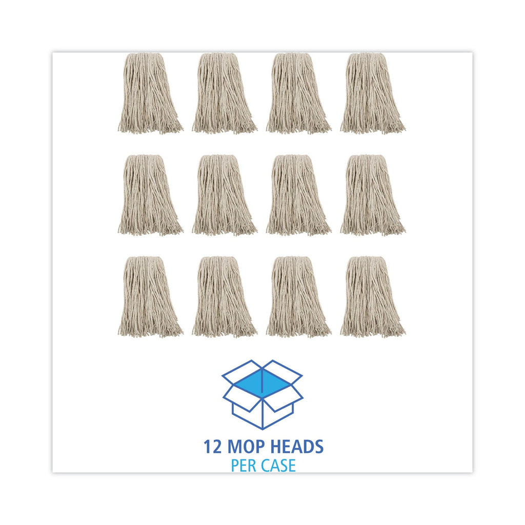 Boardwalk Premium Cut-End Wet Mop Heads, Cotton, 16oz, White, 12/Carton