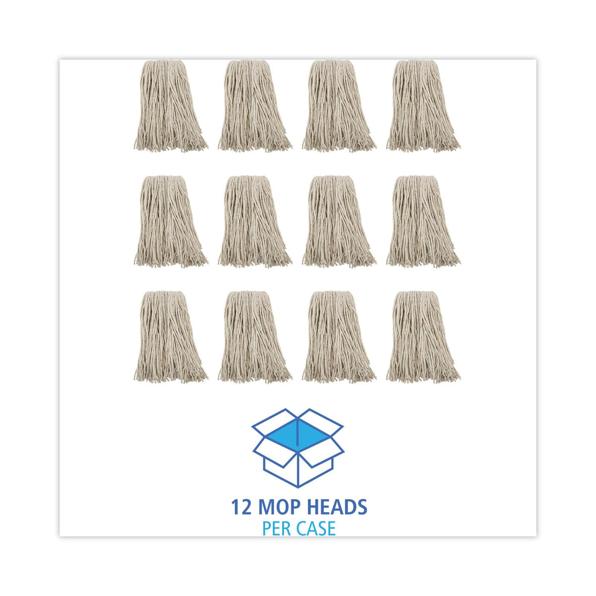 Boardwalk Premium Cut-End Wet Mop Heads, Cotton, 16oz, White, 12/Carton