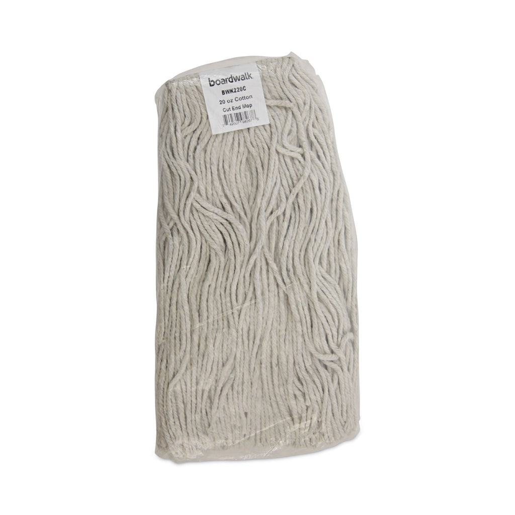 Boardwalk Premium Cut-End Wet Mop Heads, Cotton, 20oz, White, 12/Carton