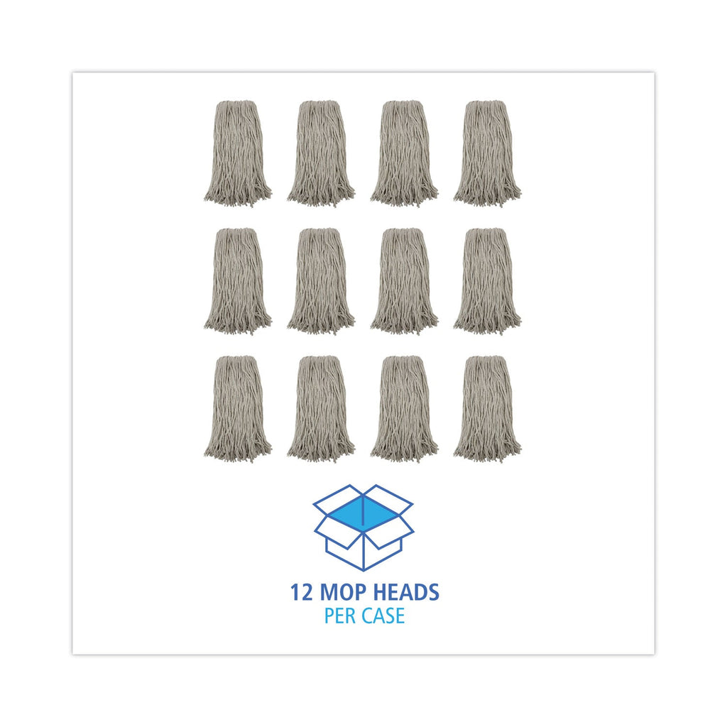 Boardwalk Premium Cut-End Wet Mop Heads, Cotton, 20oz, White, 12/Carton