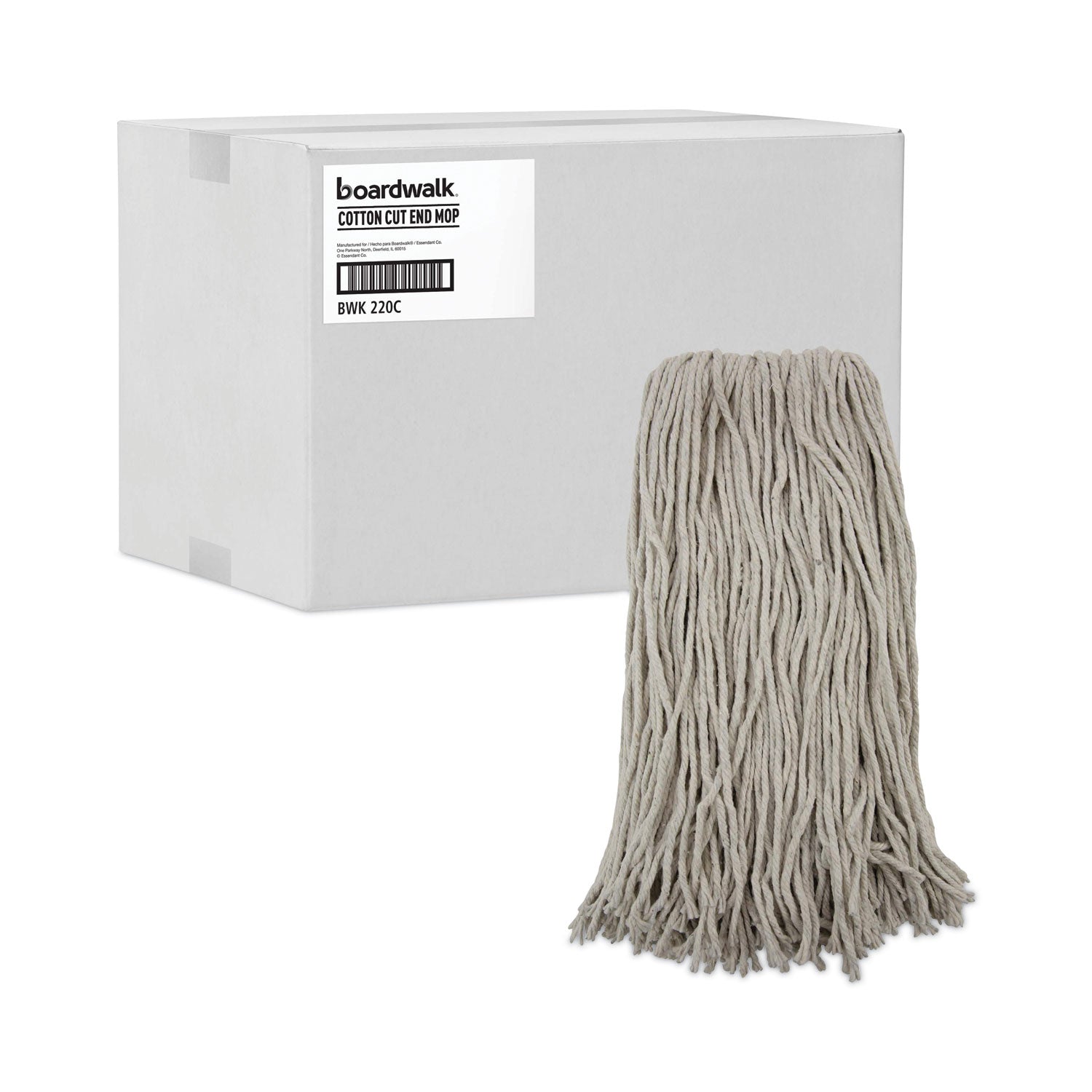 Boardwalk Premium Cut-End Wet Mop Heads, Cotton, 20oz, White, 12/Carton