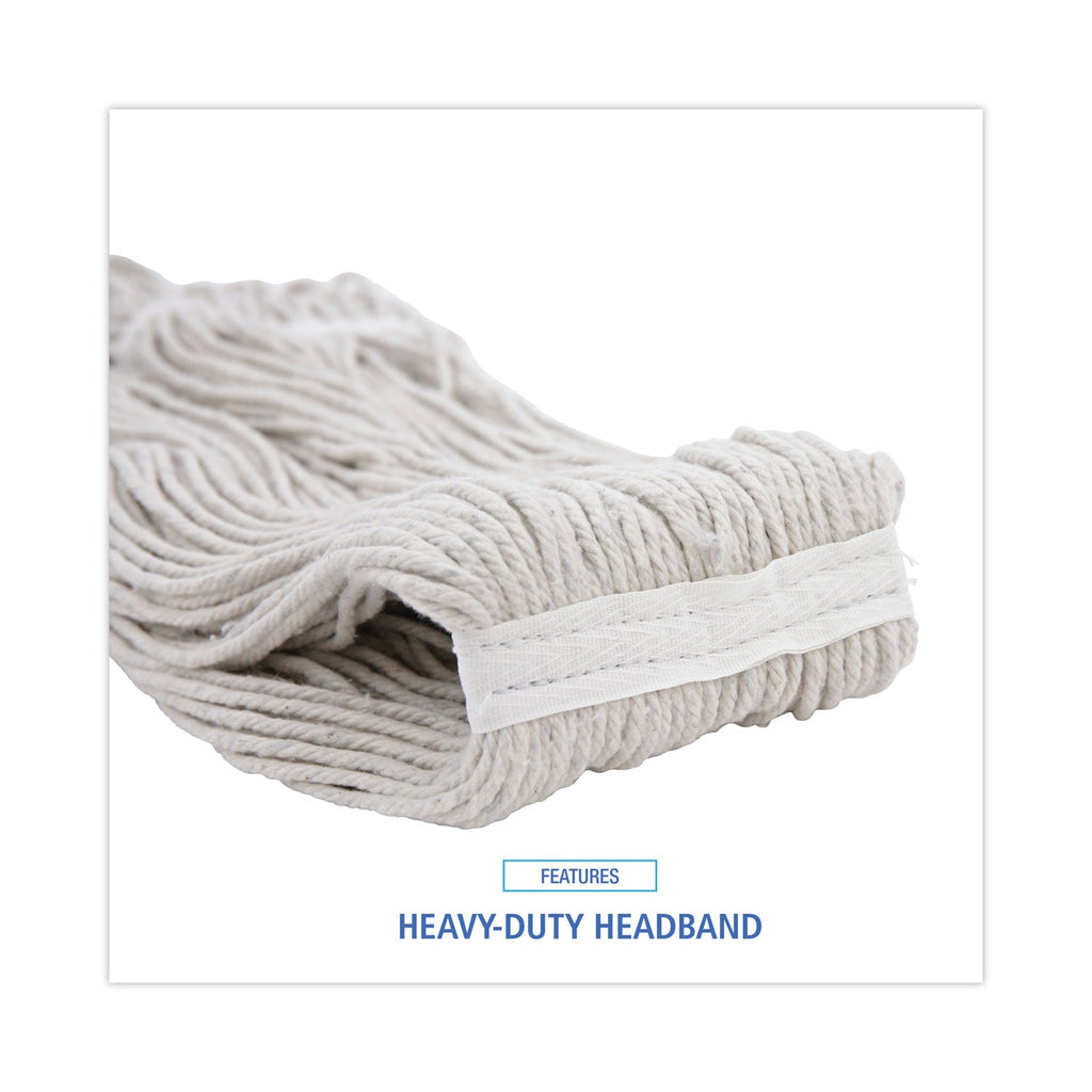 Boardwalk Mop Head, Premium Standard Head, Cotton Fiber, 32oz, White, 12/Carton