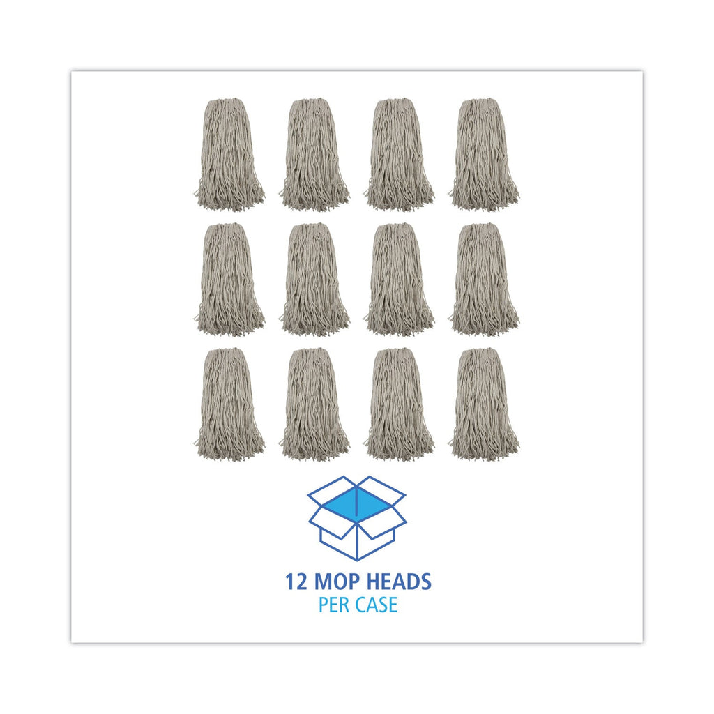Boardwalk Mop Head, Premium Standard Head, Cotton Fiber, 32oz, White, 12/Carton