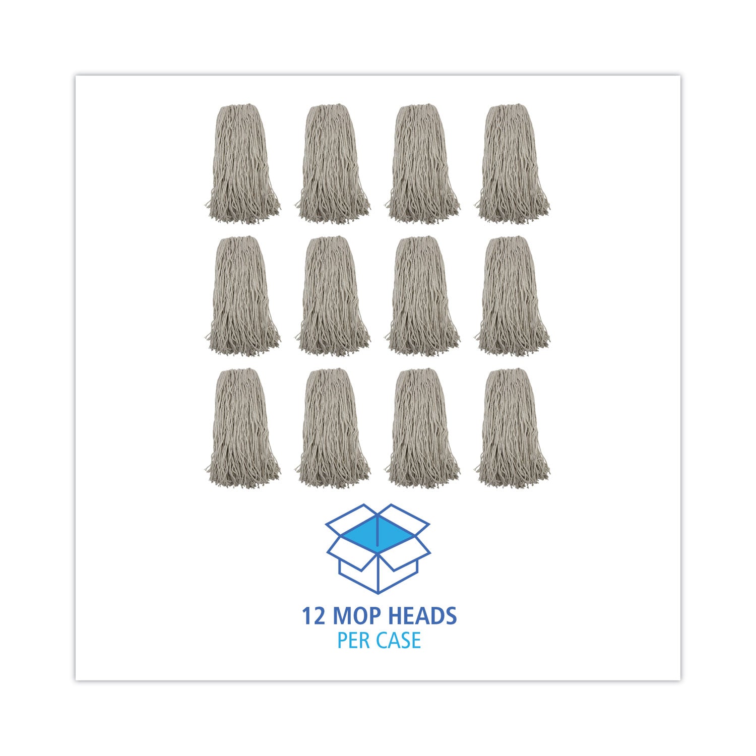 Boardwalk Mop Head, Premium Standard Head, Cotton Fiber, 32oz, White, 12/Carton