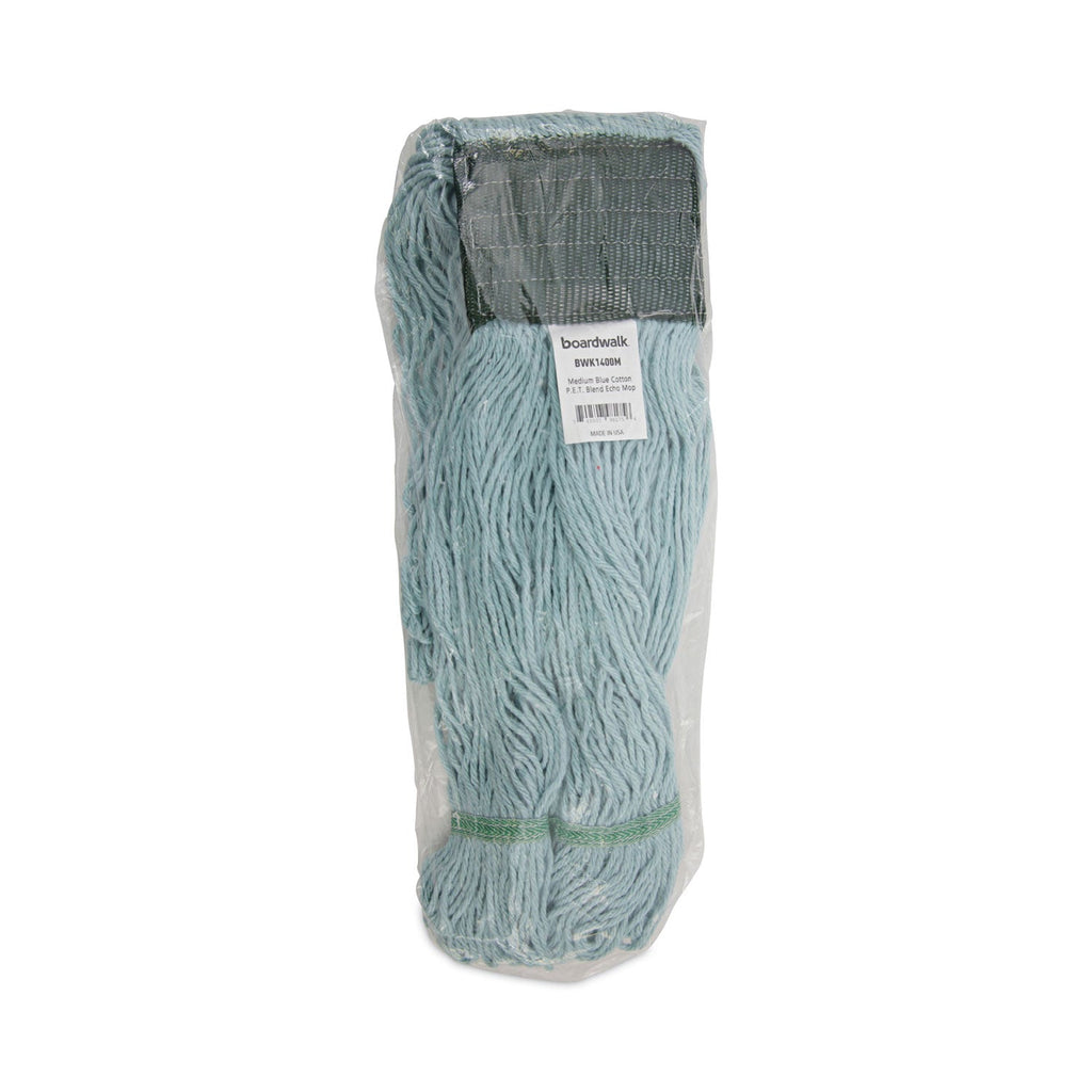 Boardwalk EchoMop with Looped-End Wet Head, Synthetic/Cotton, Medium, Blue, 12/Carton