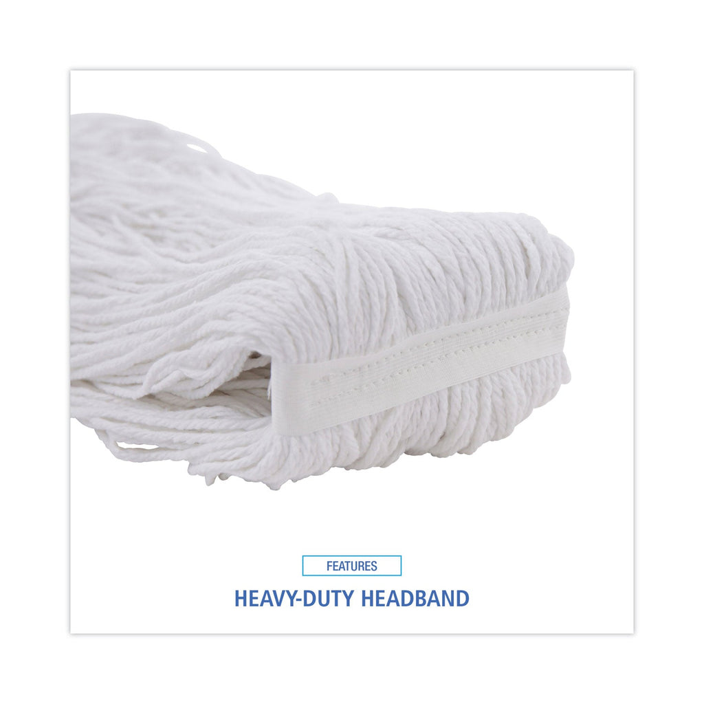 Boardwalk Pro Loop Web/Tailband Wet Mop Head, Rayon, #24 Size, White, 12/Carton