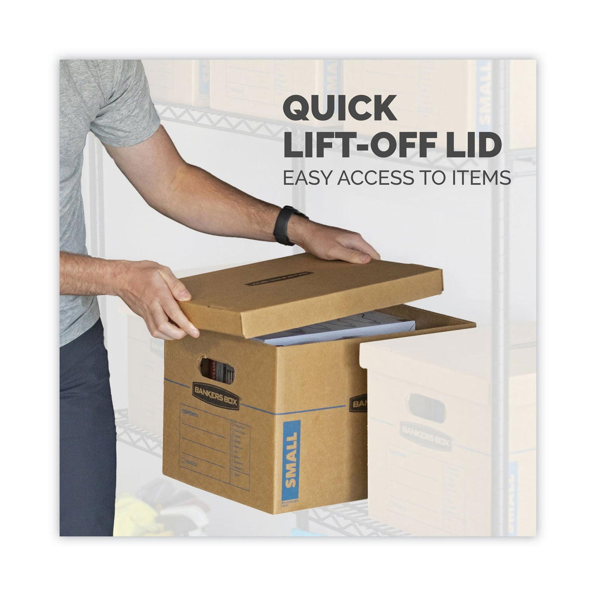 Bankers Box SmoothMove Classic Moving/Storage Box Kit, Half Slotted Container (HSC), Assorted Sizes: (8) Small, (4) Med, Brown/Blue,12/CT