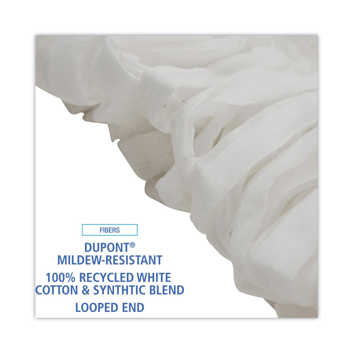 Boardwalk Mop Head, Looped, Enviro Clean With Tailband, Medium, White, 12/Carton