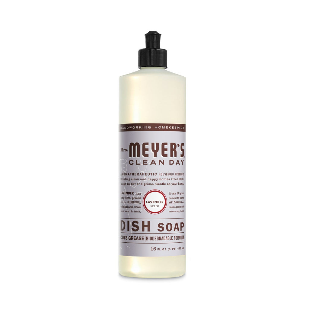 Mrs. Meyer's Dish Soap, Lavender Scent, 16 oz Bottle, 6/Carton