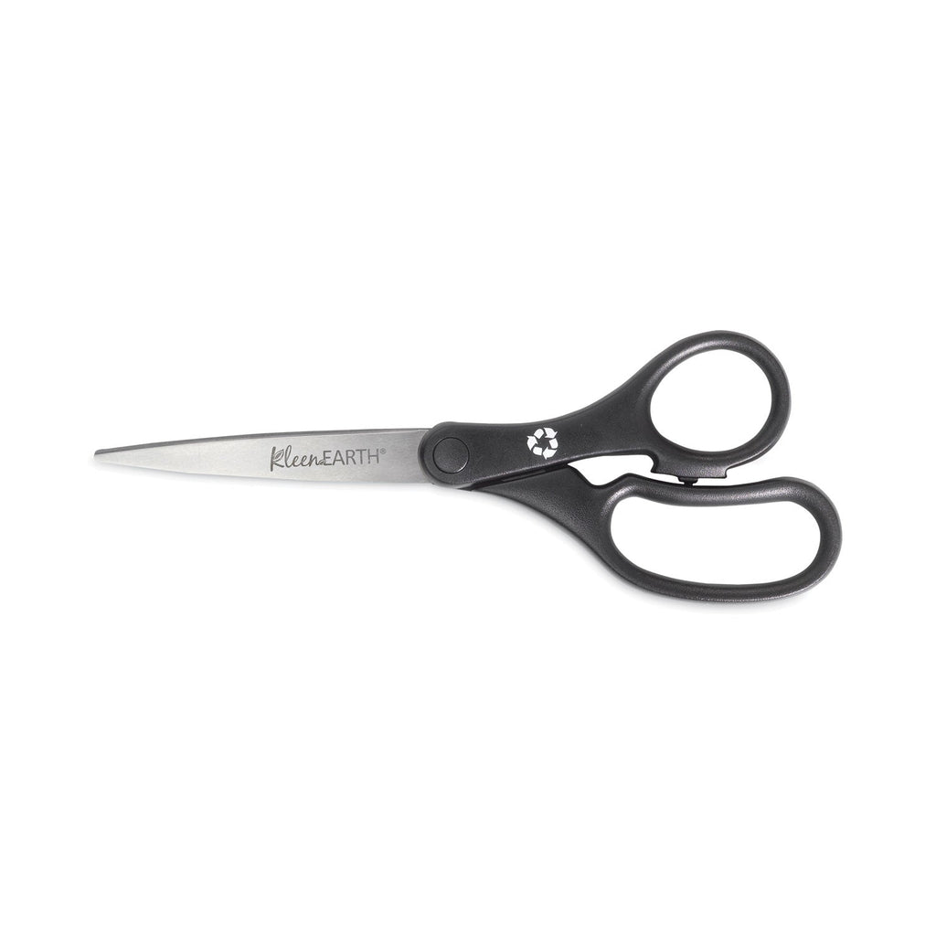Westcott KleenEarth Basic Plastic Handle Scissors, 8" Long, 3.25" Cut Length, Black Straight Handle