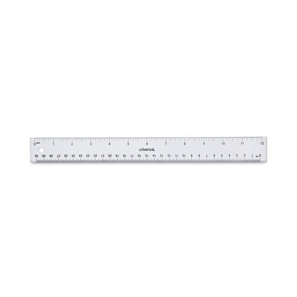 Universal Clear Plastic Ruler, Standard/Metric, 12" Long, Clear
