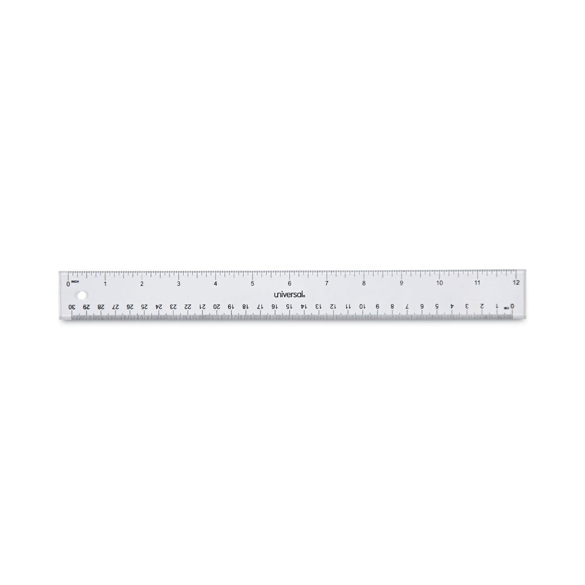 Universal Clear Plastic Ruler, Standard/Metric, 12" Long, Clear