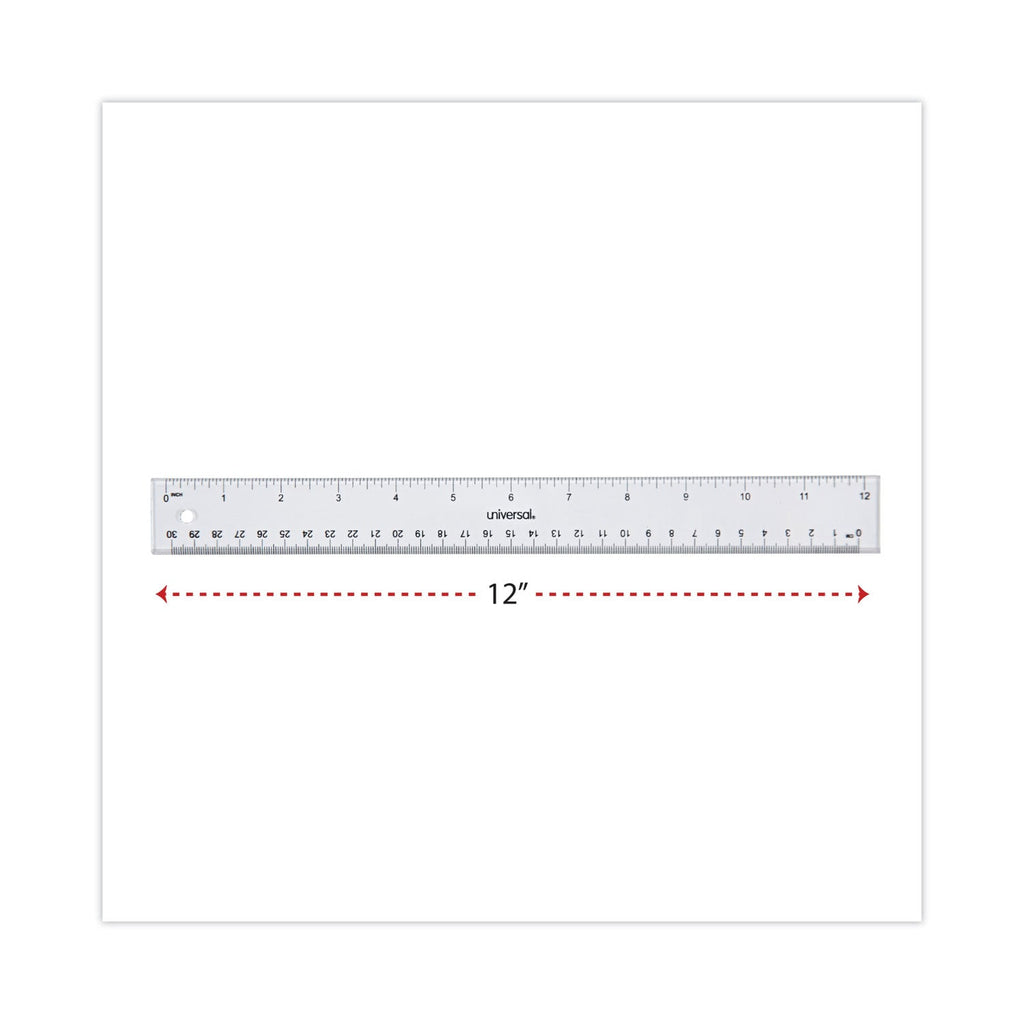 Universal Clear Plastic Ruler, Standard/Metric, 12" Long, Clear