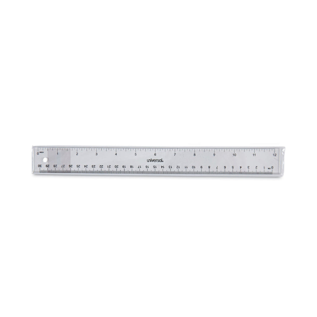 Universal Clear Plastic Ruler, Standard/Metric, 12" Long, Clear