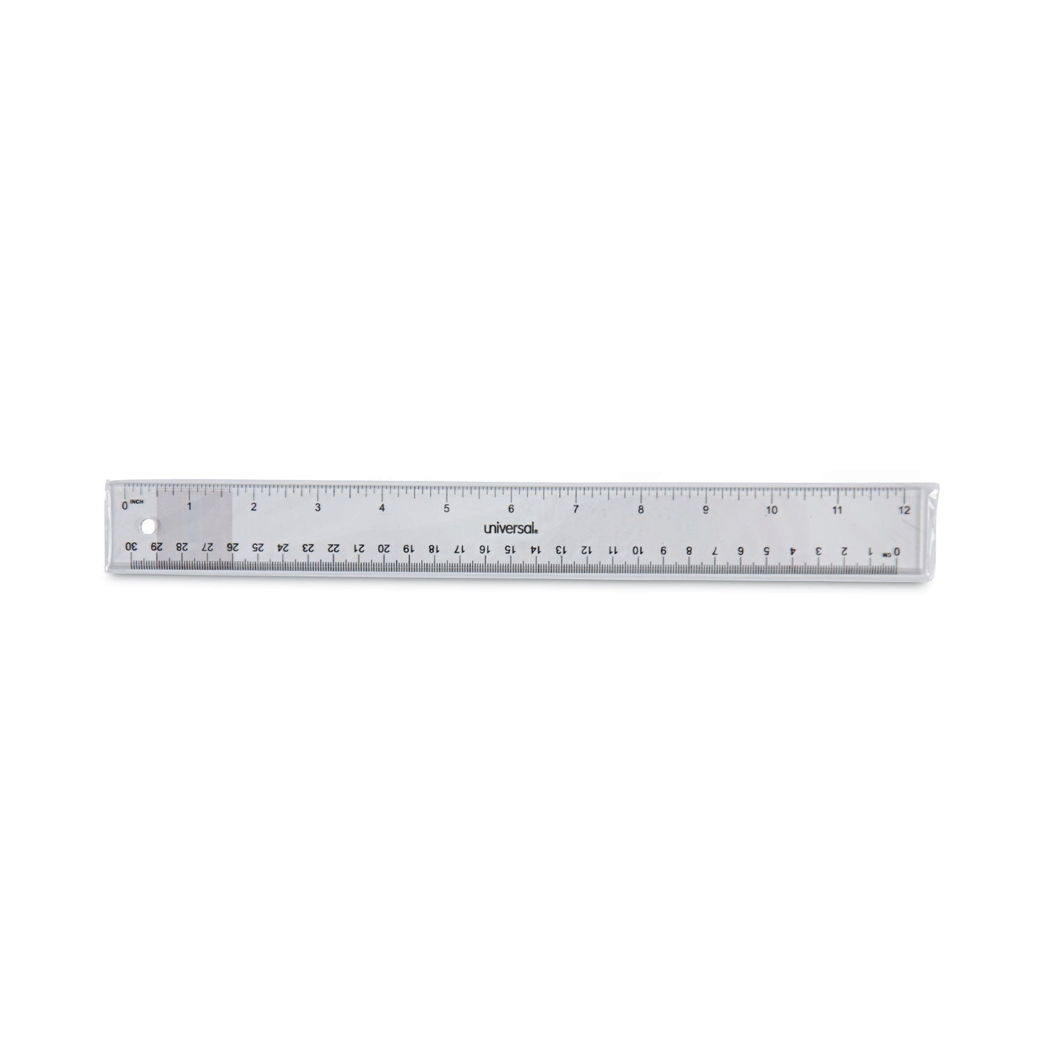 Universal Clear Plastic Ruler, Standard/Metric, 12" Long, Clear