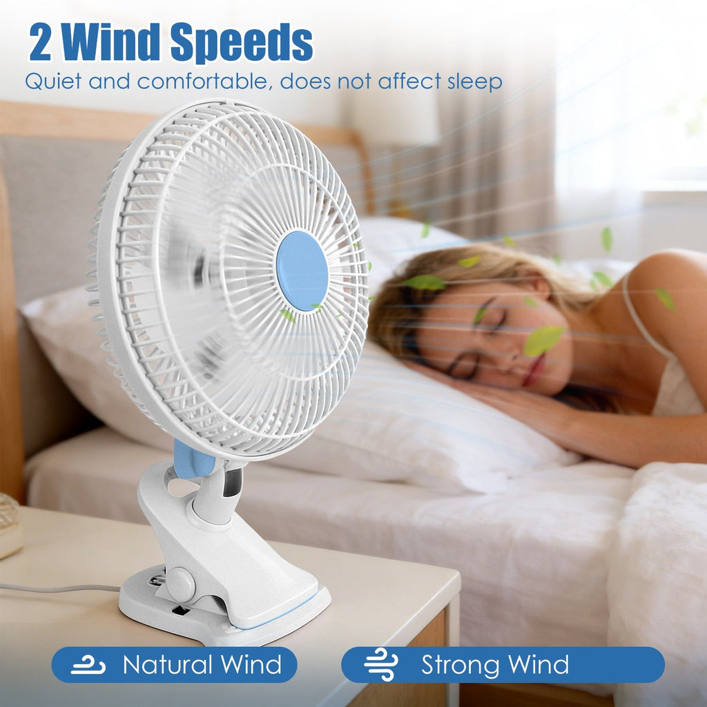 8.66" Clip On Fan with 90° Oscillation & 2 Speed Settings