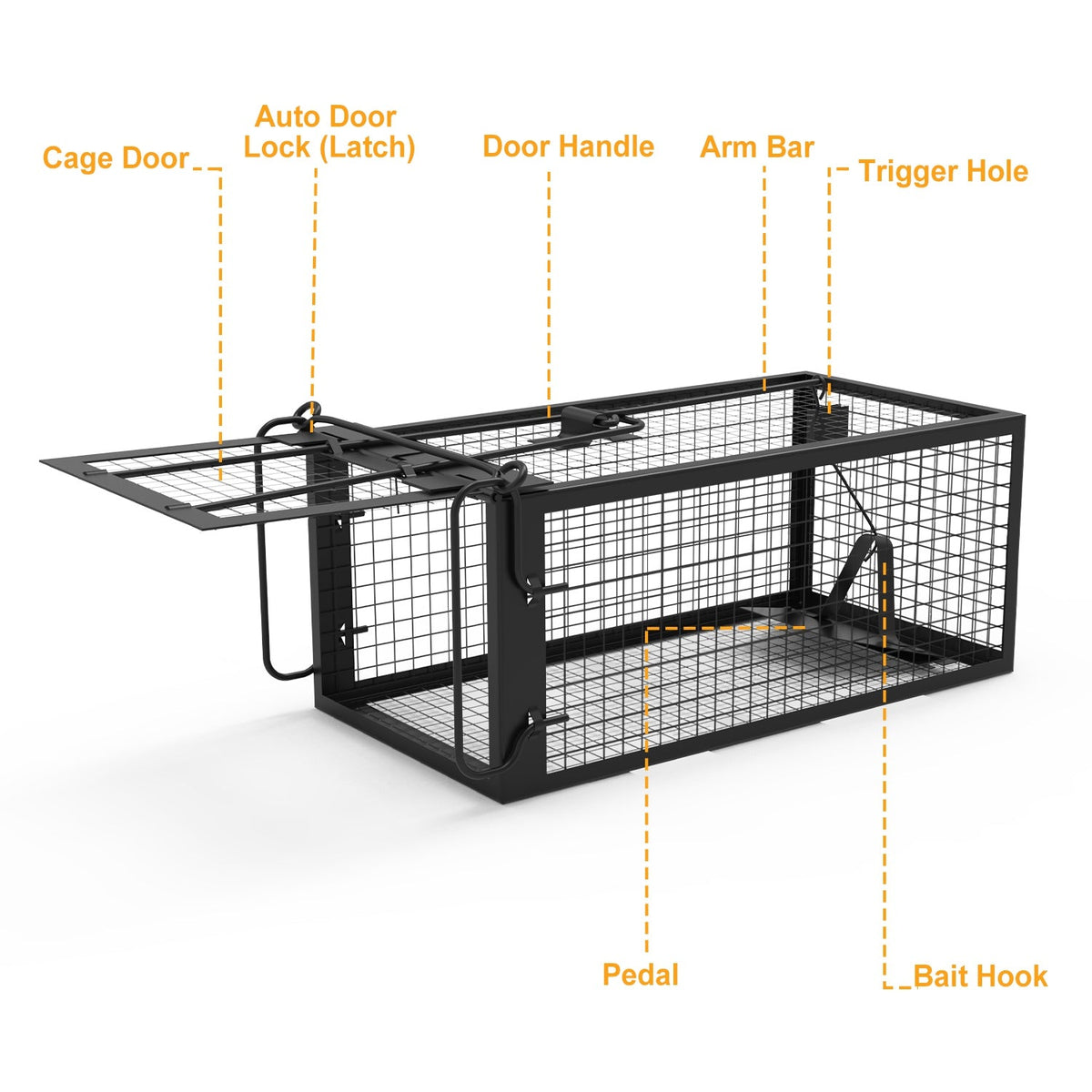Humane Rat Trap Cage – Live Rodent Trap with Detachable Rod