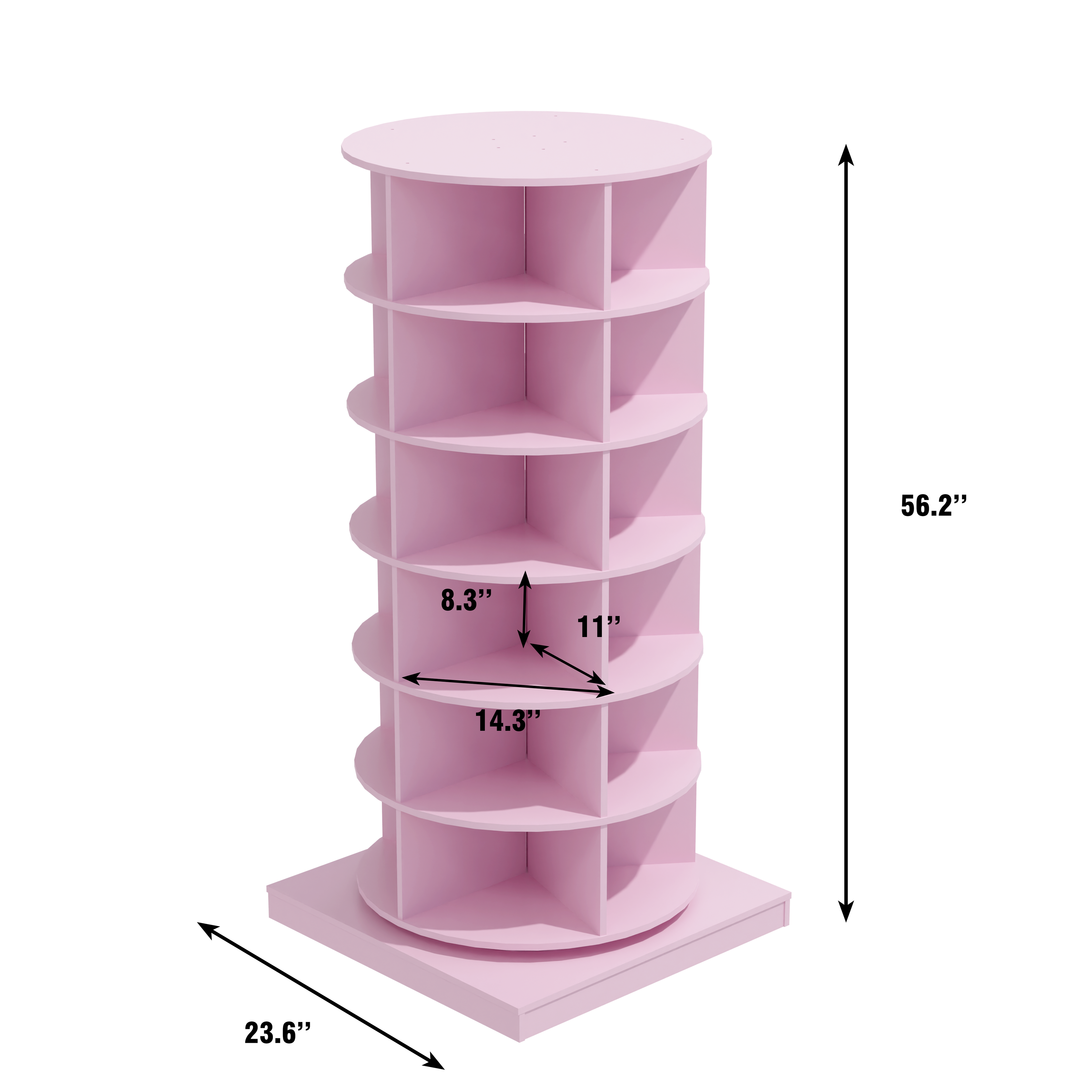 Pink 360 Rotating shoe cabinet 6 layers