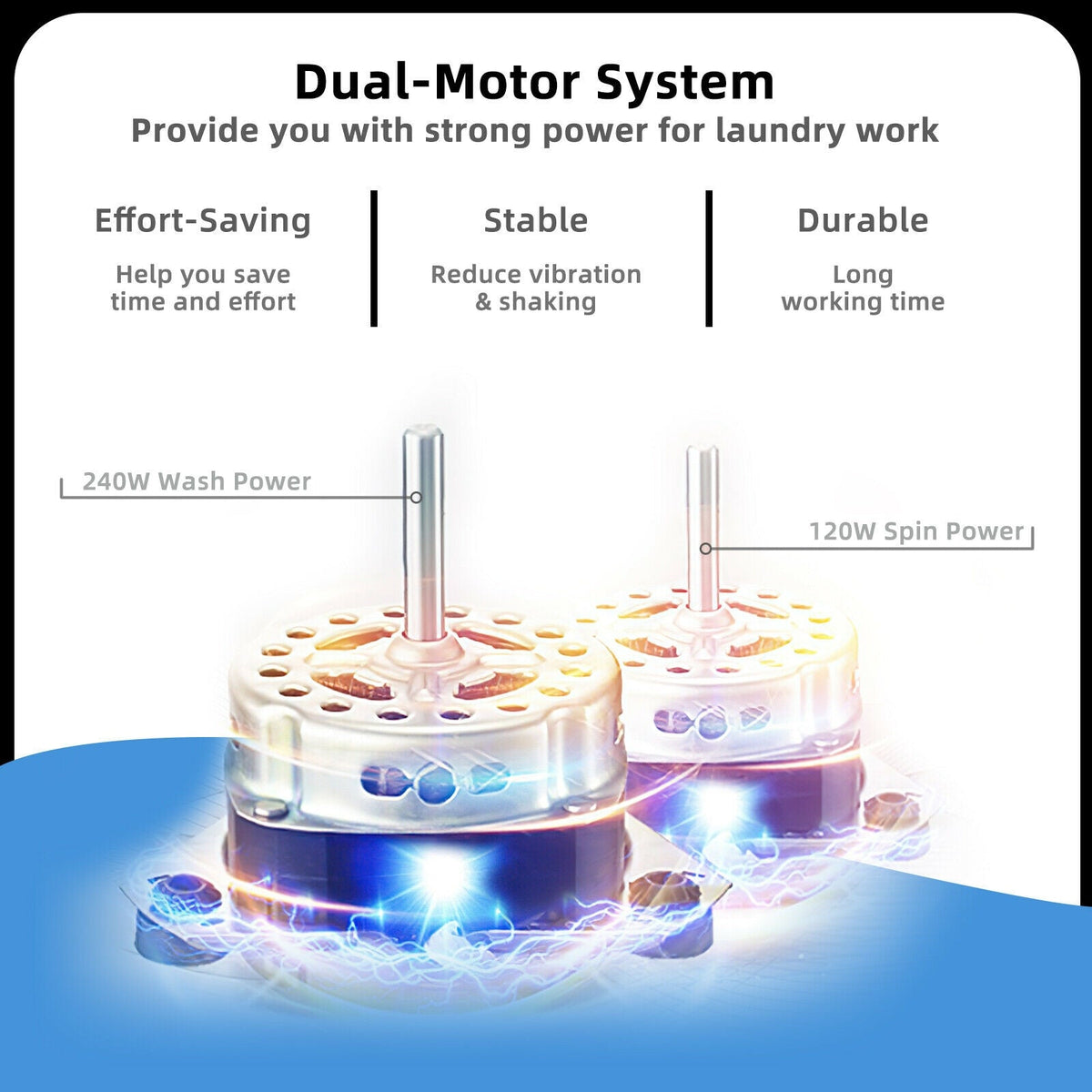 8 lbs Portable Mini Twin Tub Spinner Semi-Automatic Washing Machine