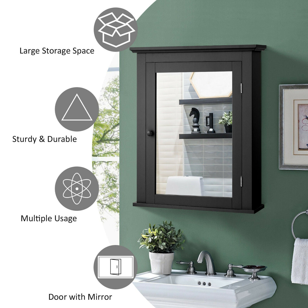 Bathroom Wall Mounted Storage Mirror Medicine Cabinet