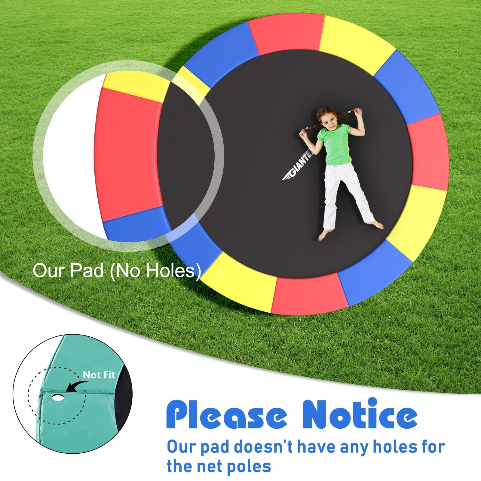 8/10/12/14/15/16 Feet Universal Trampoline Spring Cover-Multicolor