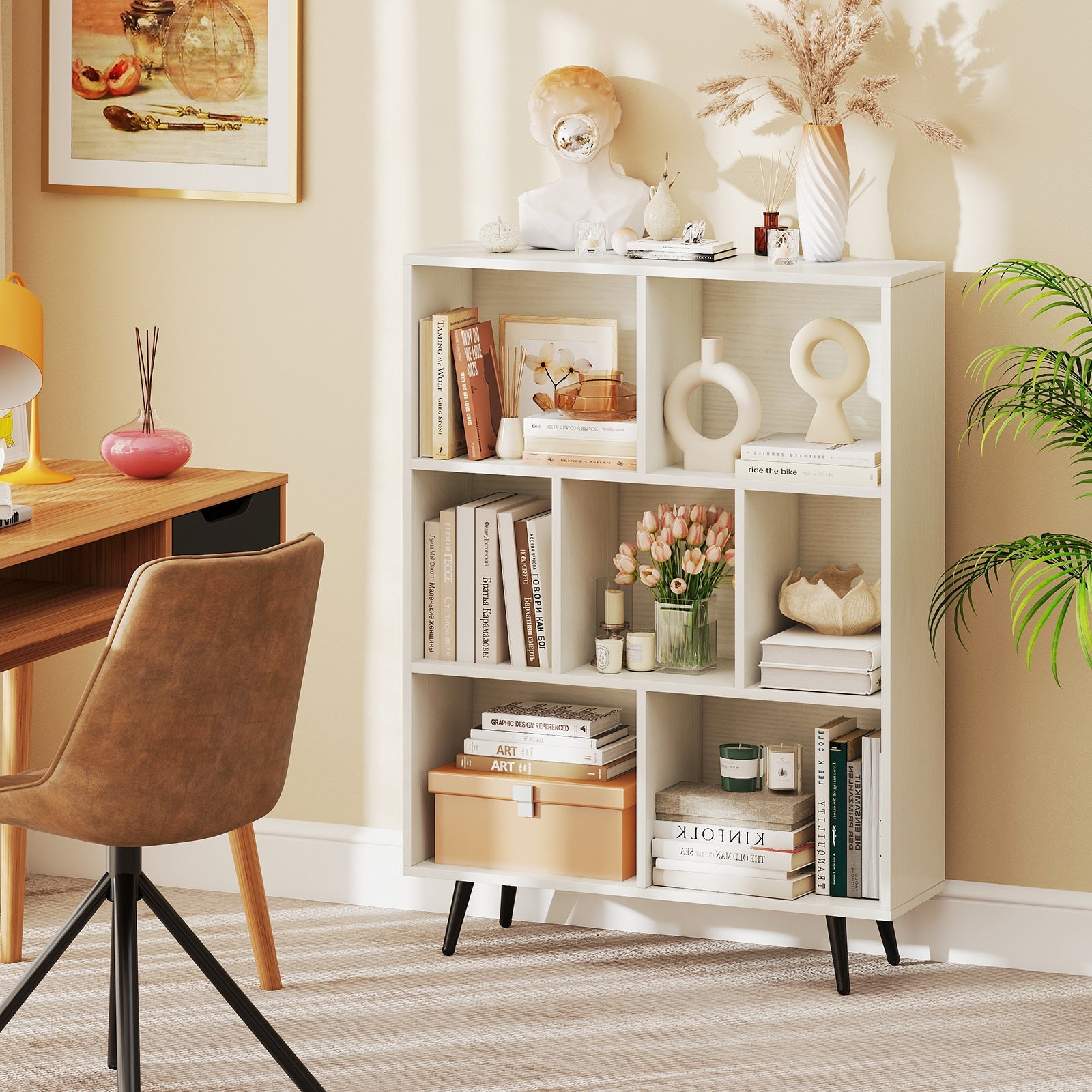 7/8/10-Cube Bookcase with 5 Tapered Metal Legs