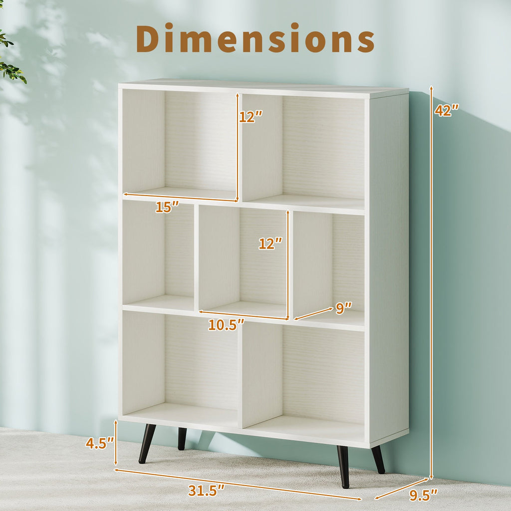 7/8/10-Cube Bookcase with 5 Tapered Metal Legs