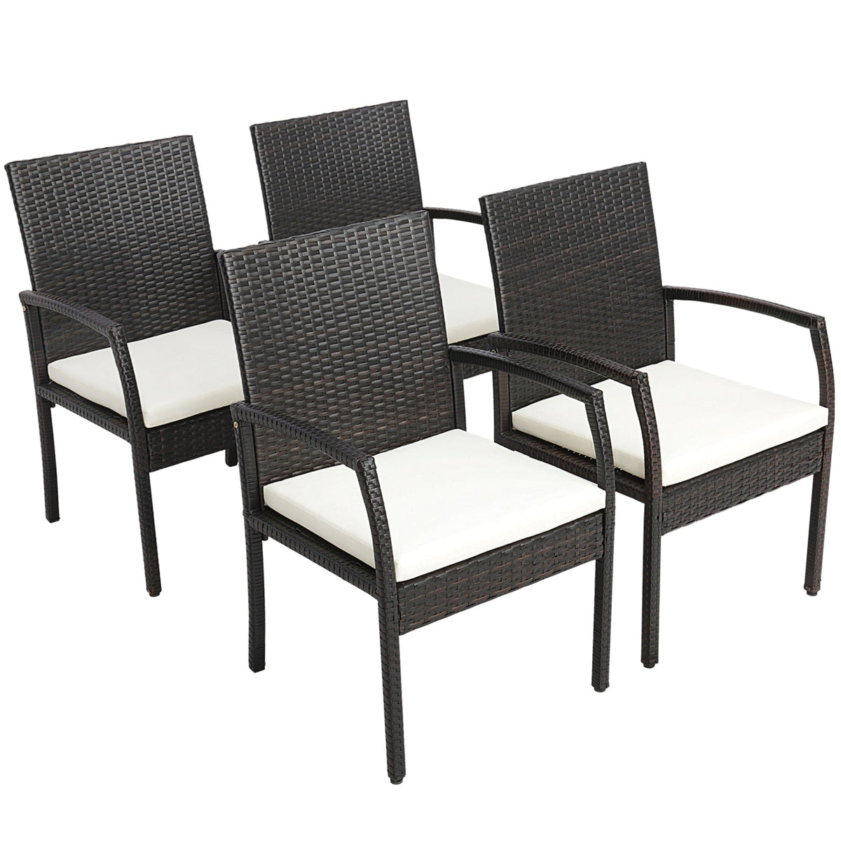 7 Pieces Patio Rattan Dining Set with Umbrella Hole-L