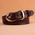 Womens Denim Soft Leather Belt With Pinhole Waistband