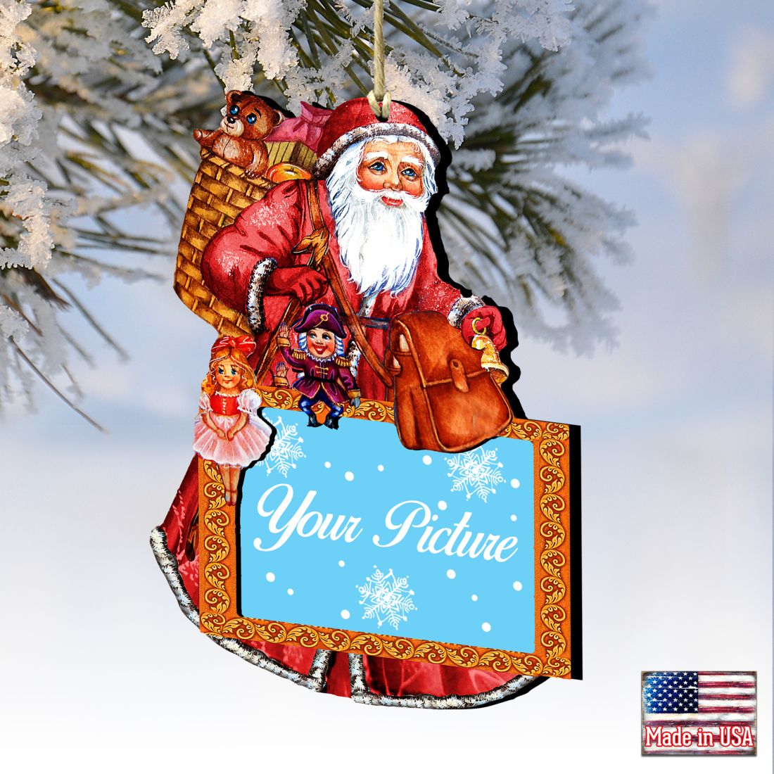 Santa Christmas Picture Frame Ornaments - Ornament for Photo - Christmas Santa Snowman Decor - 8124120PF