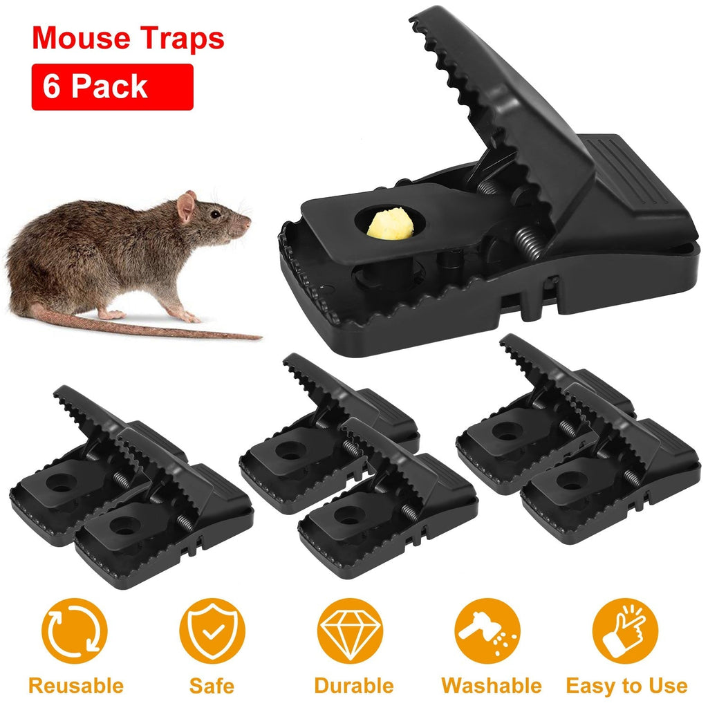 6 Pack Mouse Traps Reusable Rat Trap Mice Snap Trap Effective Mouse Catcher Quick \'N Vole  Effective Mice Control with Unique Jaw Design That Capture