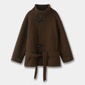 Women's High-neck Coat With Horn-button Closure
