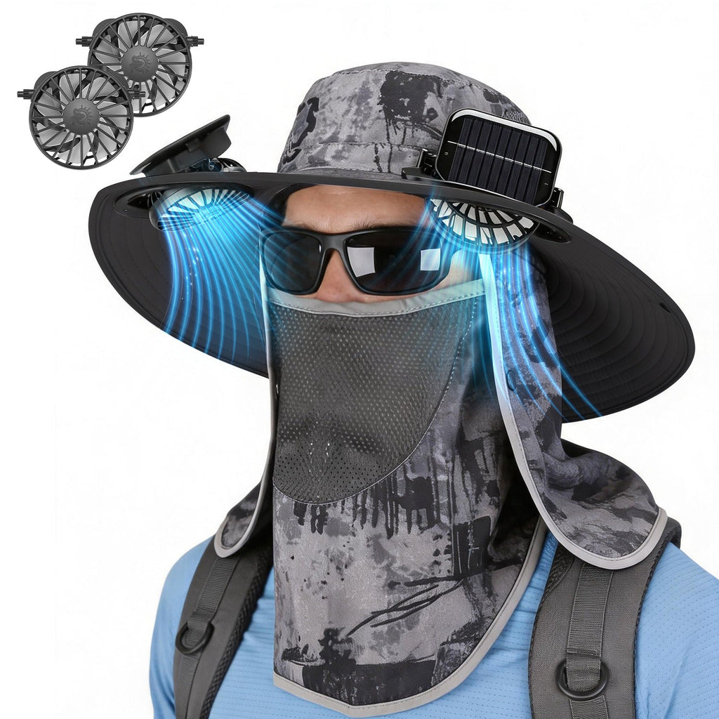 Solar Fan Hat with UPF50+ Sun Protection & Neck Flap