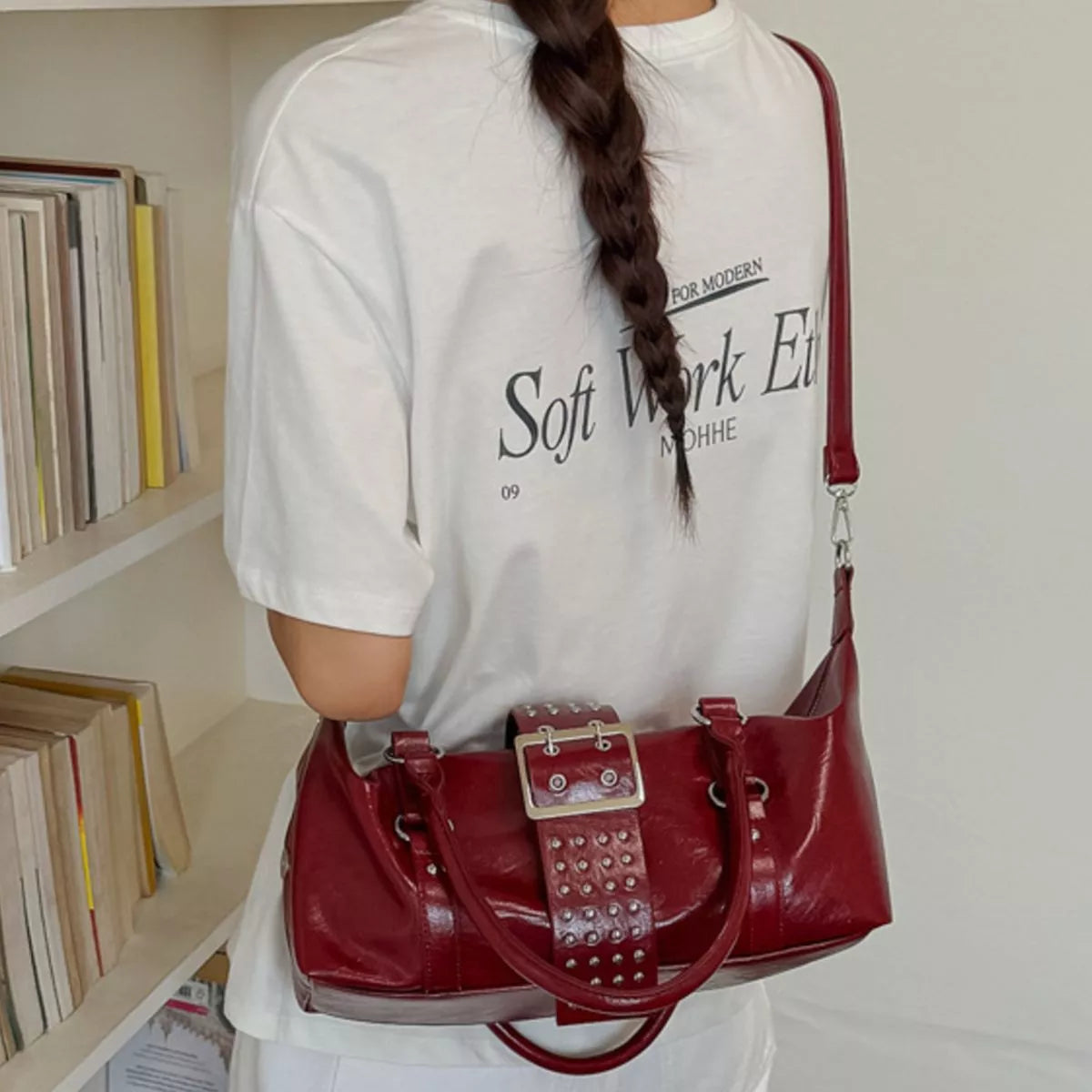 Rivet Embellished Crossbody Bag