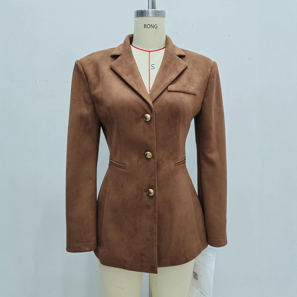 French Button Long Sleeve Suit Coat