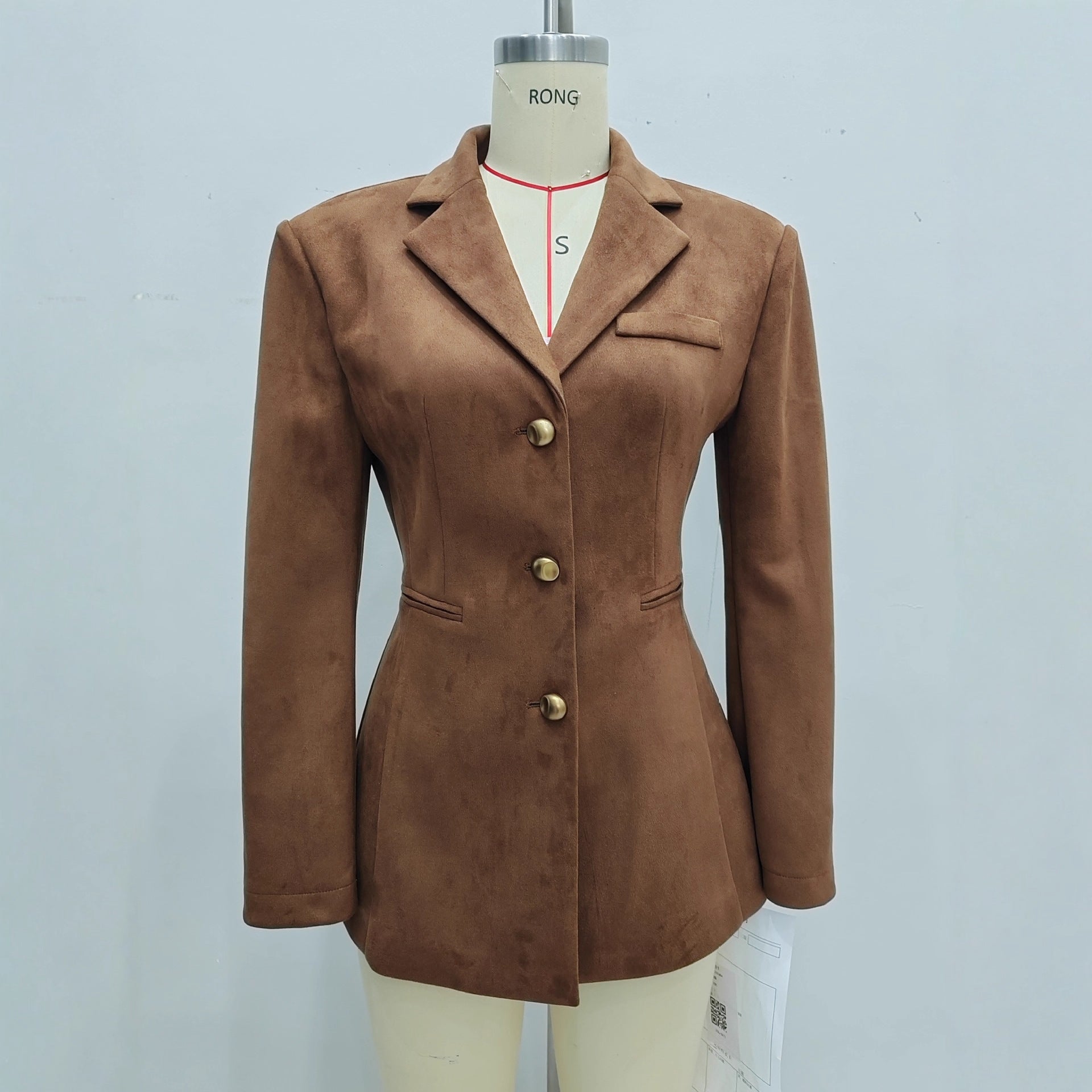 French Button Long Sleeve Suit Coat