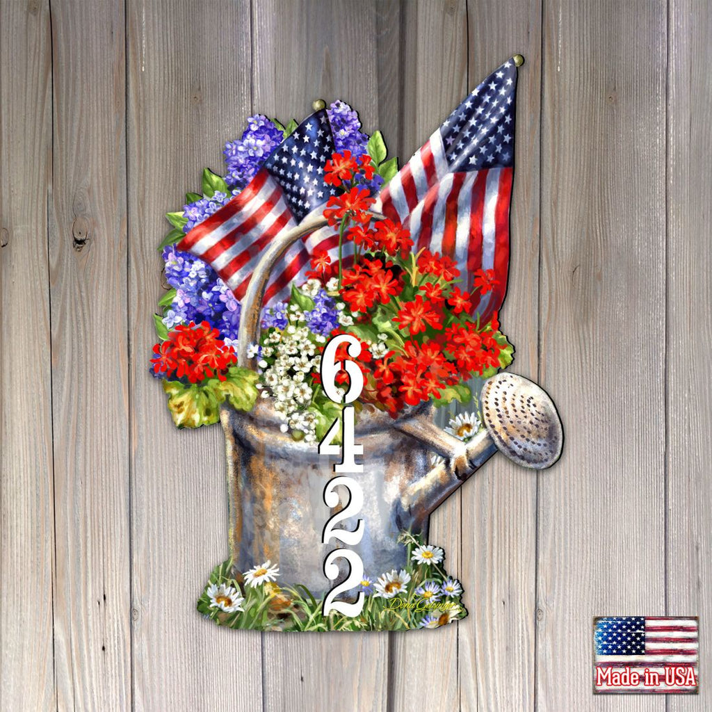 American Flag Summer Bouquet Personalized House Number by Gelsinger - American Patriotic Decor - Address Sign - MA8461040-1711