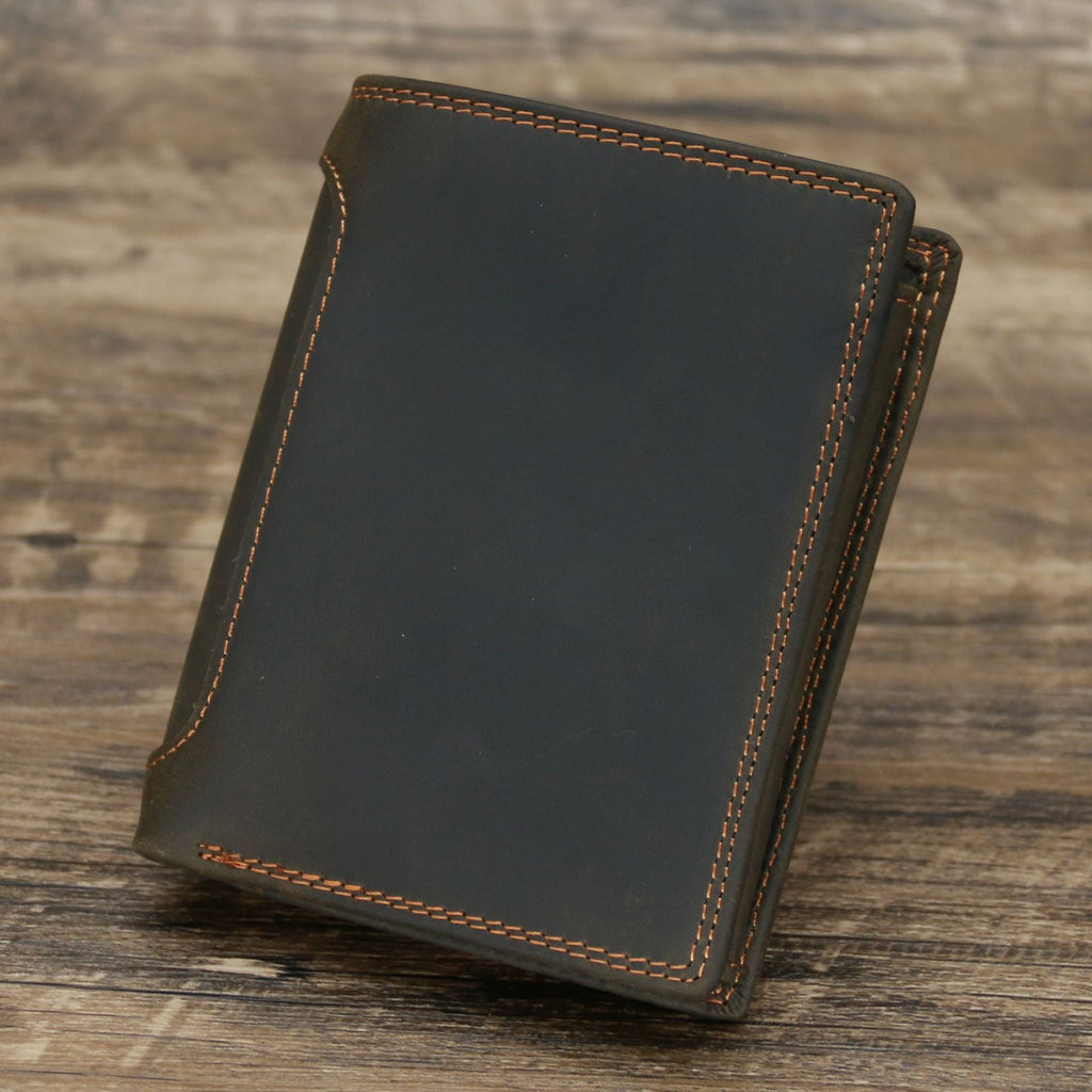 Men's Genuine Leather Retro Vertical Wallet